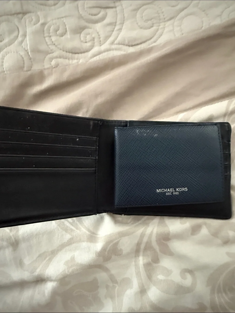 Michael Kors Men's Navy Saffiano Leather Wallet with Logo